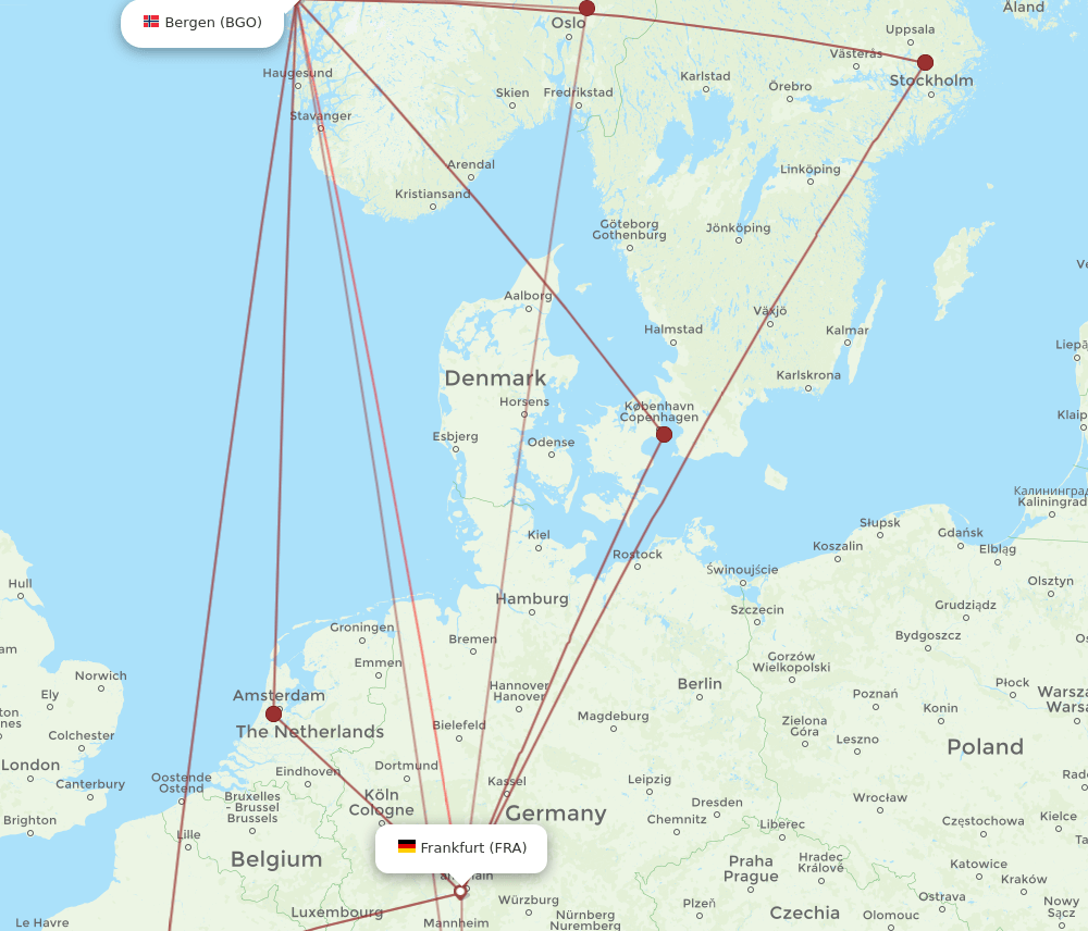 BGO-FRA flight routes