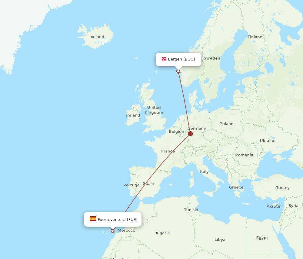 BGO-FUE flight routes