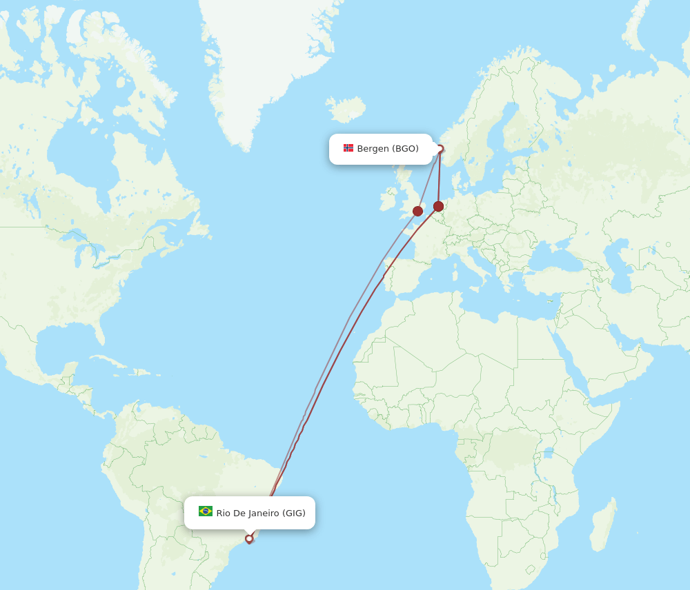 BGO-GIG flight routes