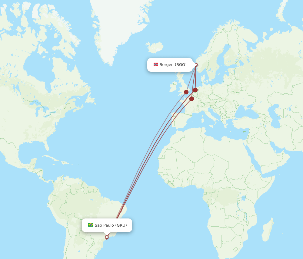 BGO-GRU flight routes