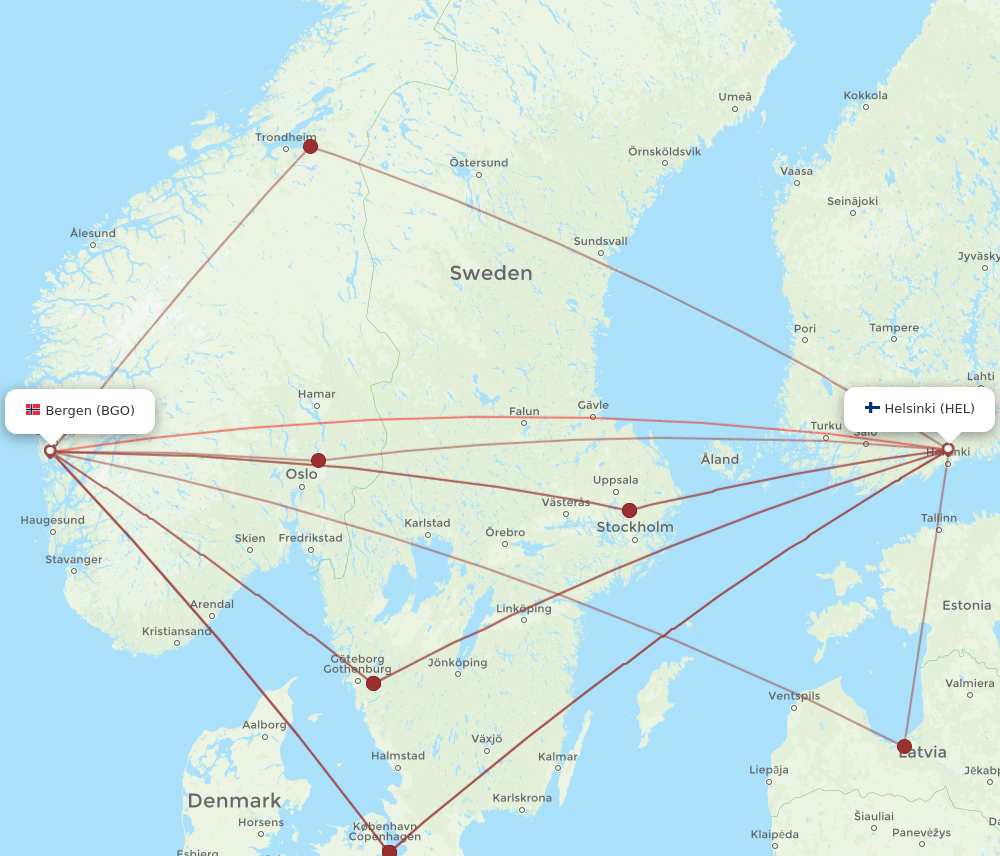 BGO-HEL flight routes
