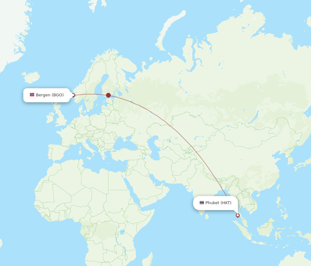 BGO-HKT flight routes
