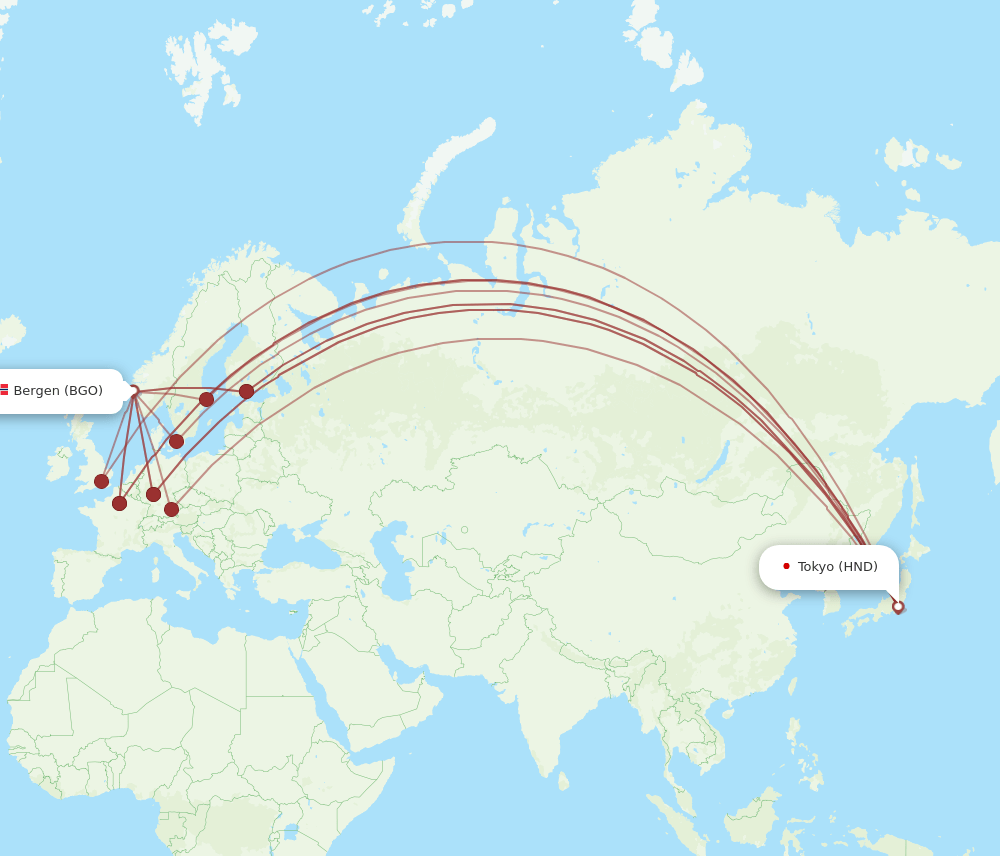 BGO-HND flight routes