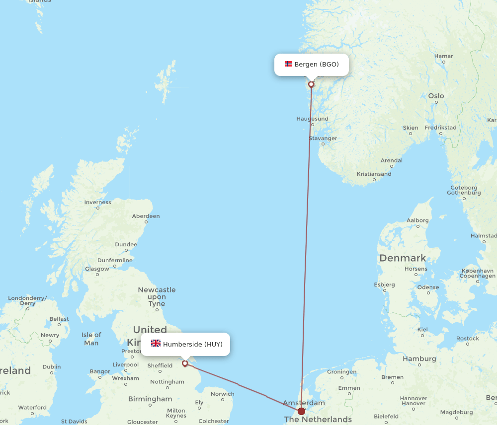 BGO-HUY flight routes