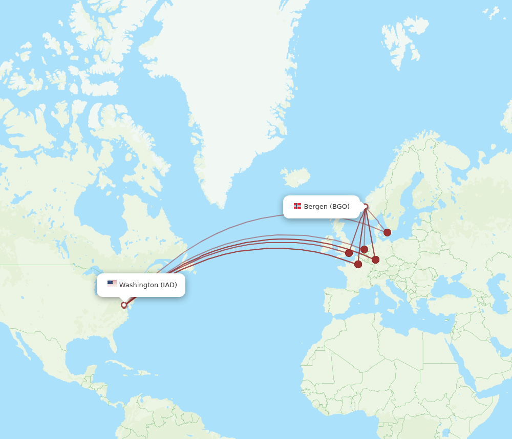 BGO-IAD flight routes