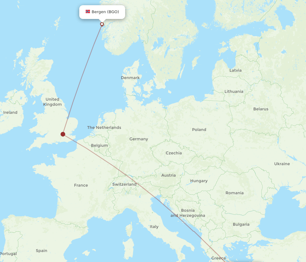 BGO-JTR flight routes
