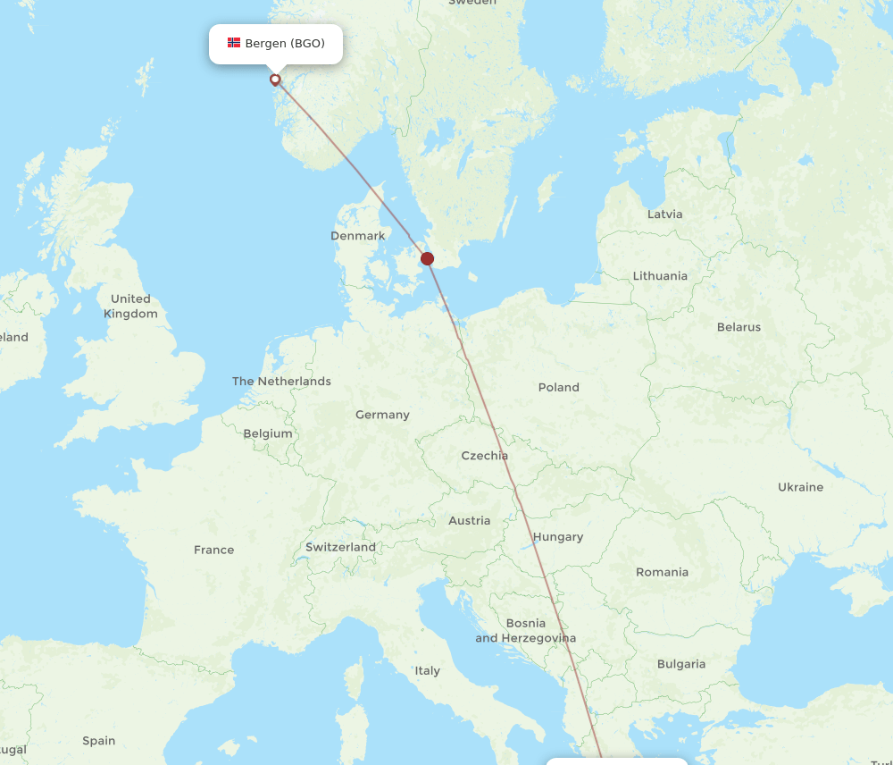 BGO-KLX flight routes