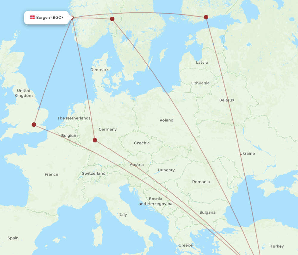 BGO to LCA flights and routes map