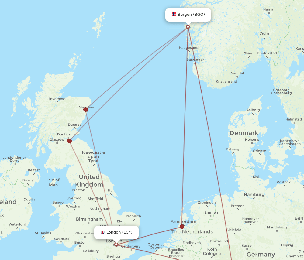 BGO-LCY flight routes