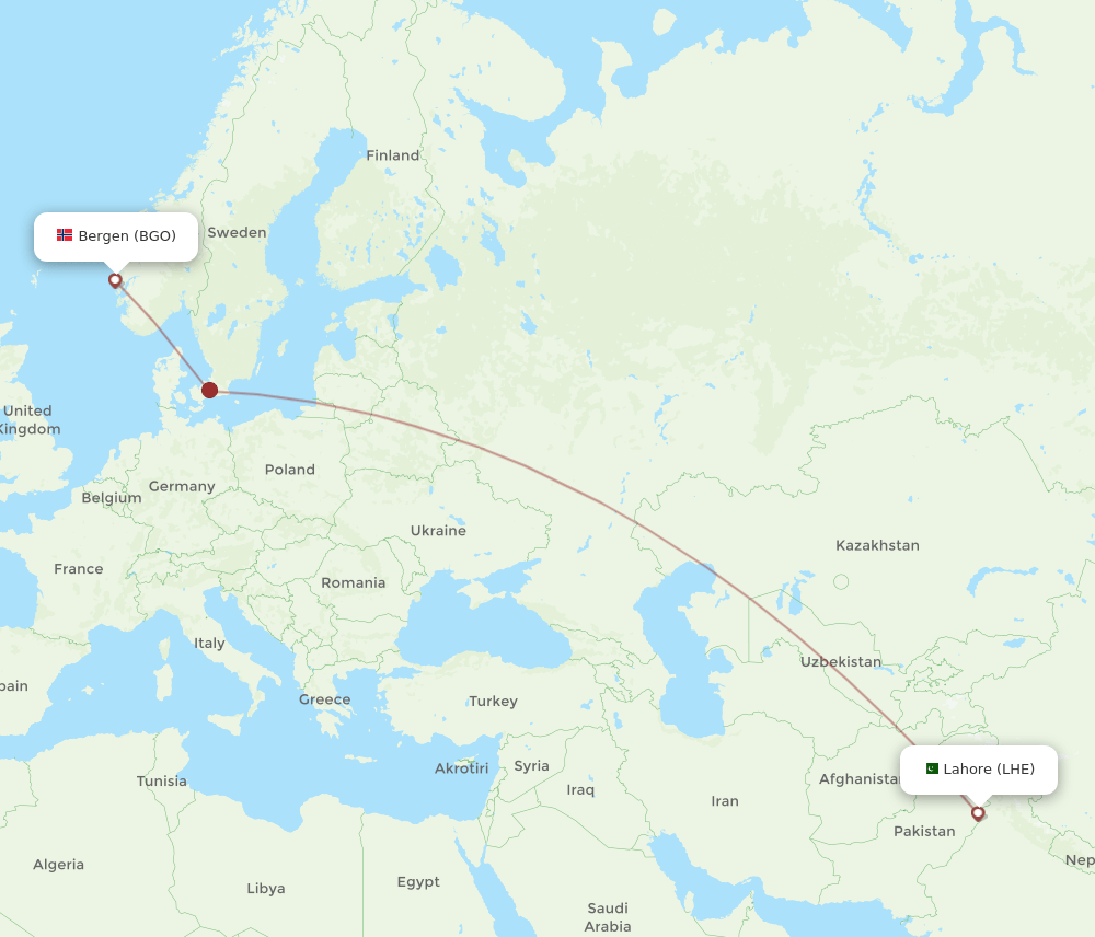 BGO-LHE flight routes