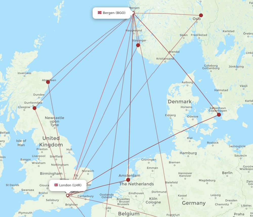 BGO-LHR flight routes