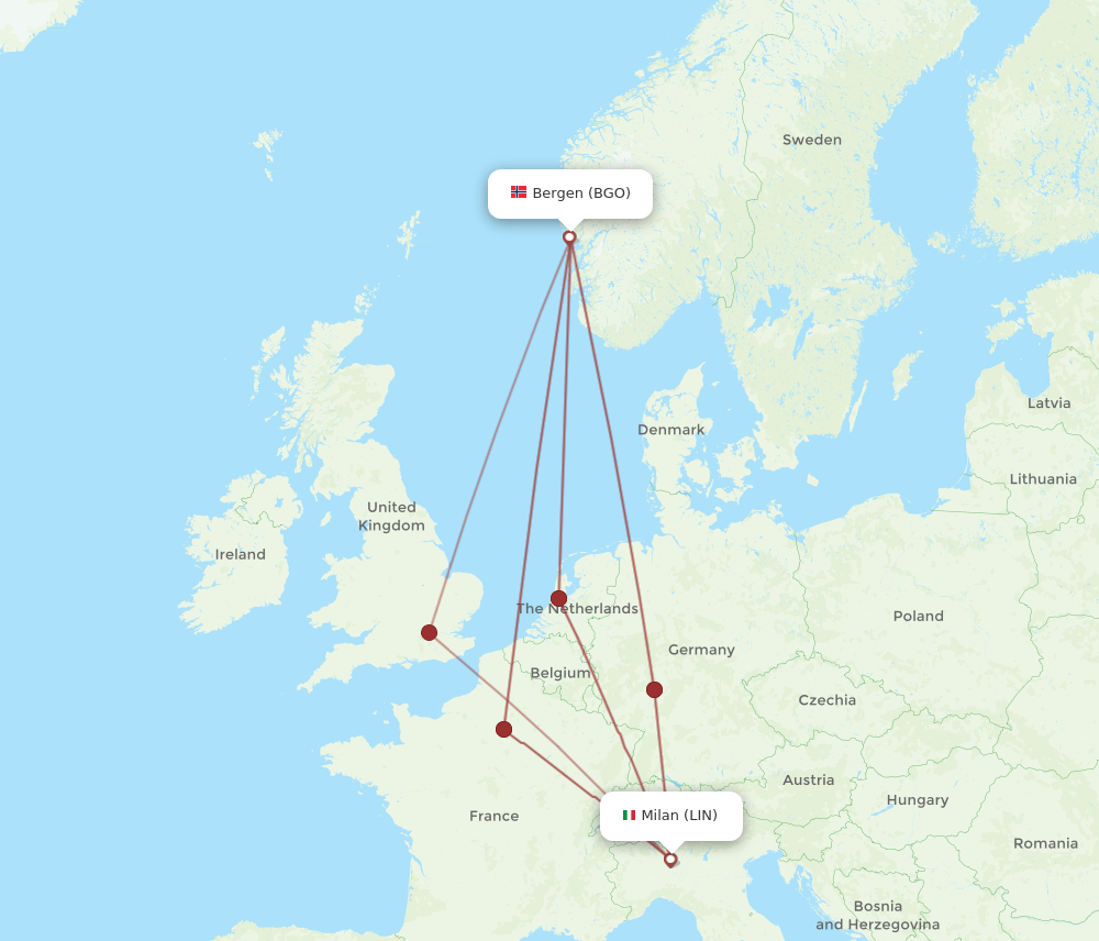 BGO-LIN flight routes