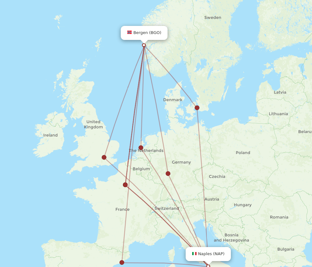 BGO-NAP flight routes