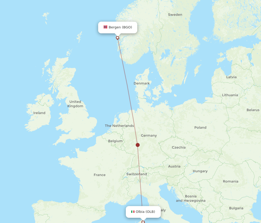 BGO-OLB flight routes