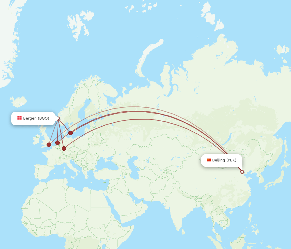 BGO-PEK flight routes