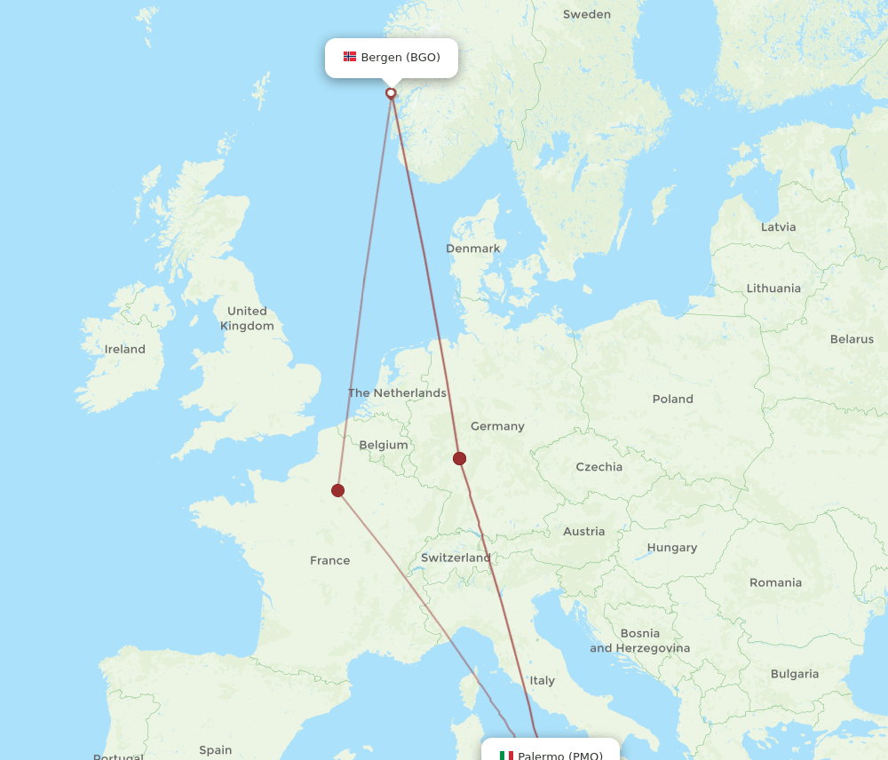 BGO-PMO flight routes