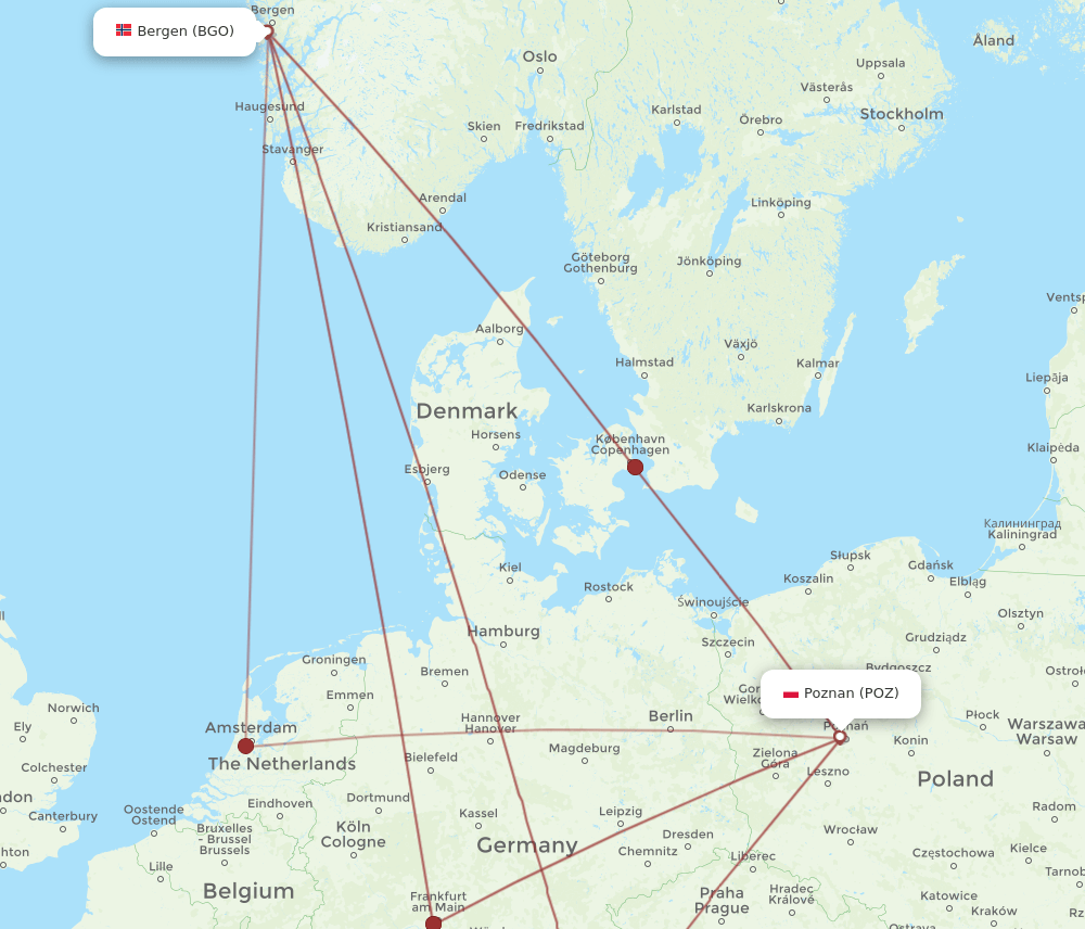 BGO-POZ flight routes