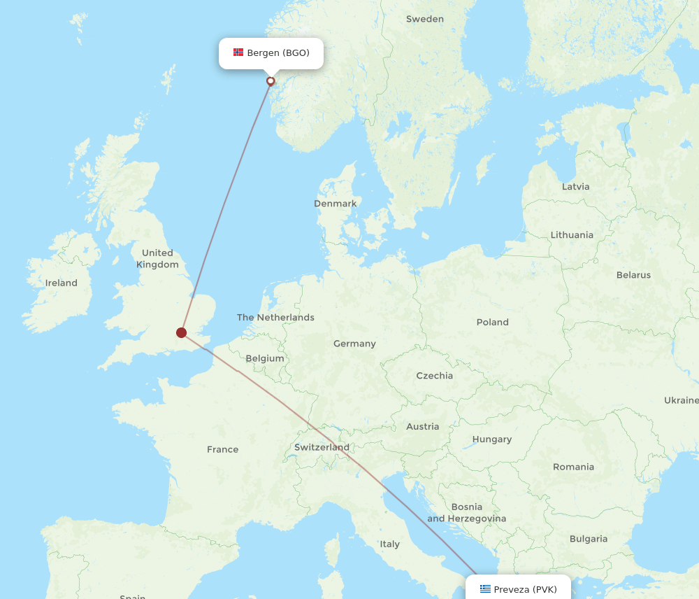 BGO-PVK flight routes
