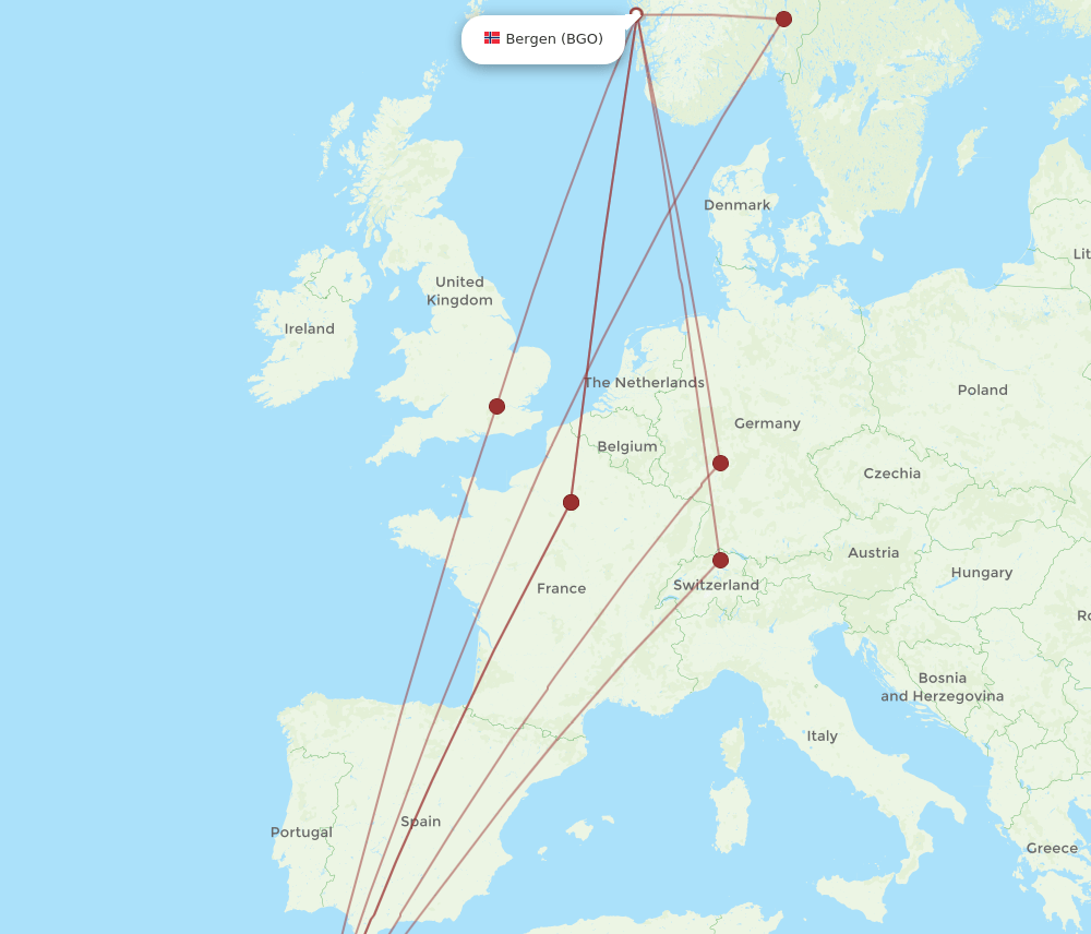 BGO-RAK flight routes