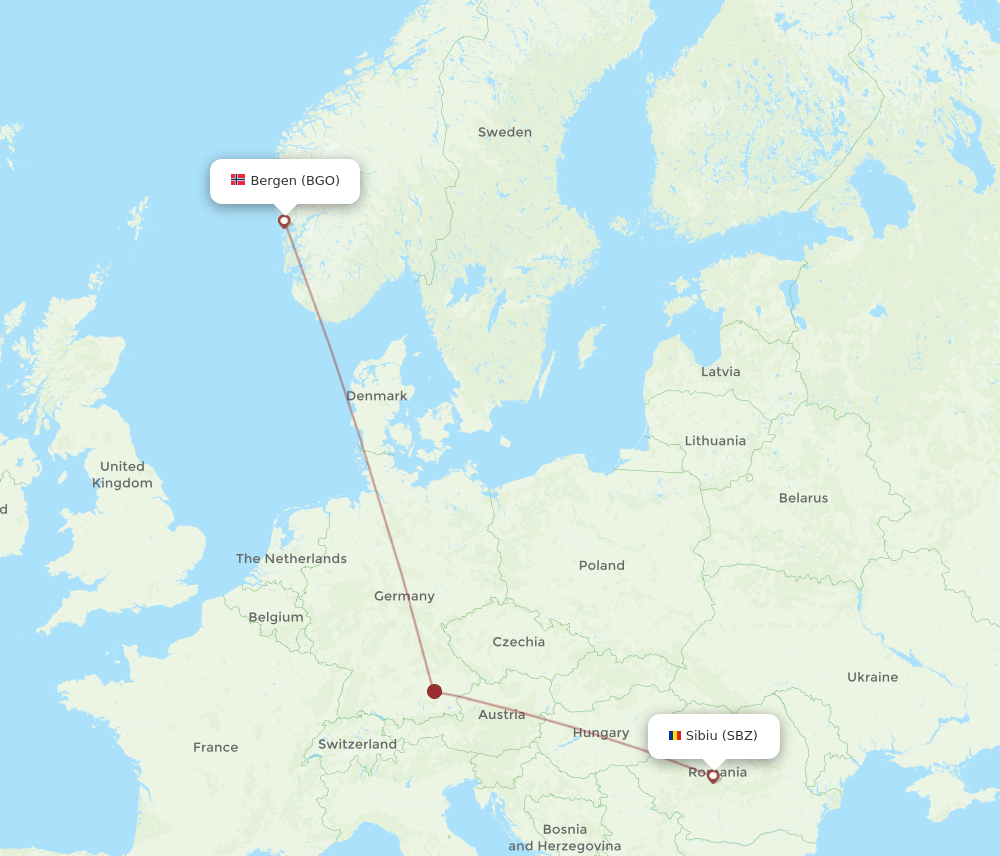 BGO-SBZ flight routes