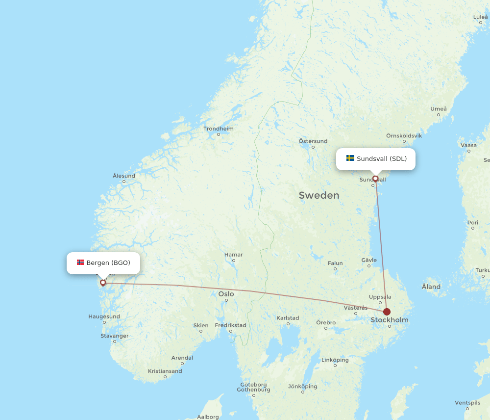 BGO-SDL flight routes