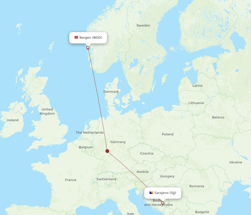 BGO-SJJ flight routes