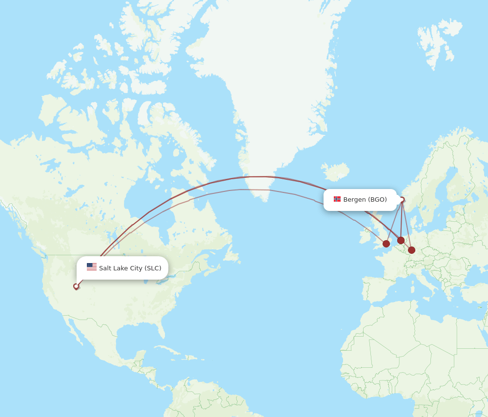 BGO-SLC flight routes