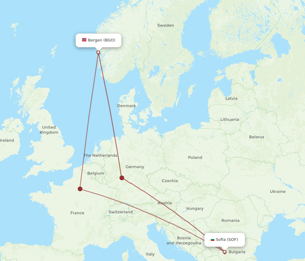 BGO-SOF flight routes