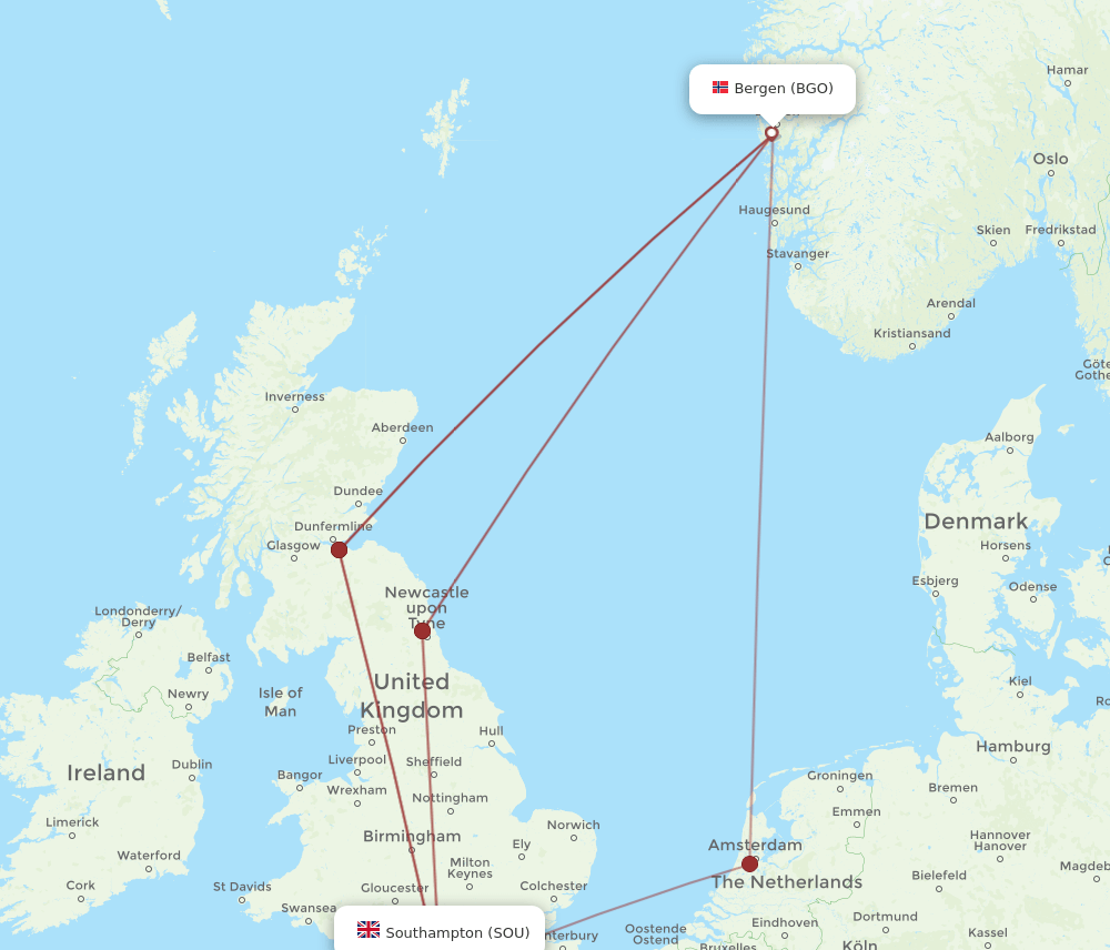 BGO-SOU flight routes
