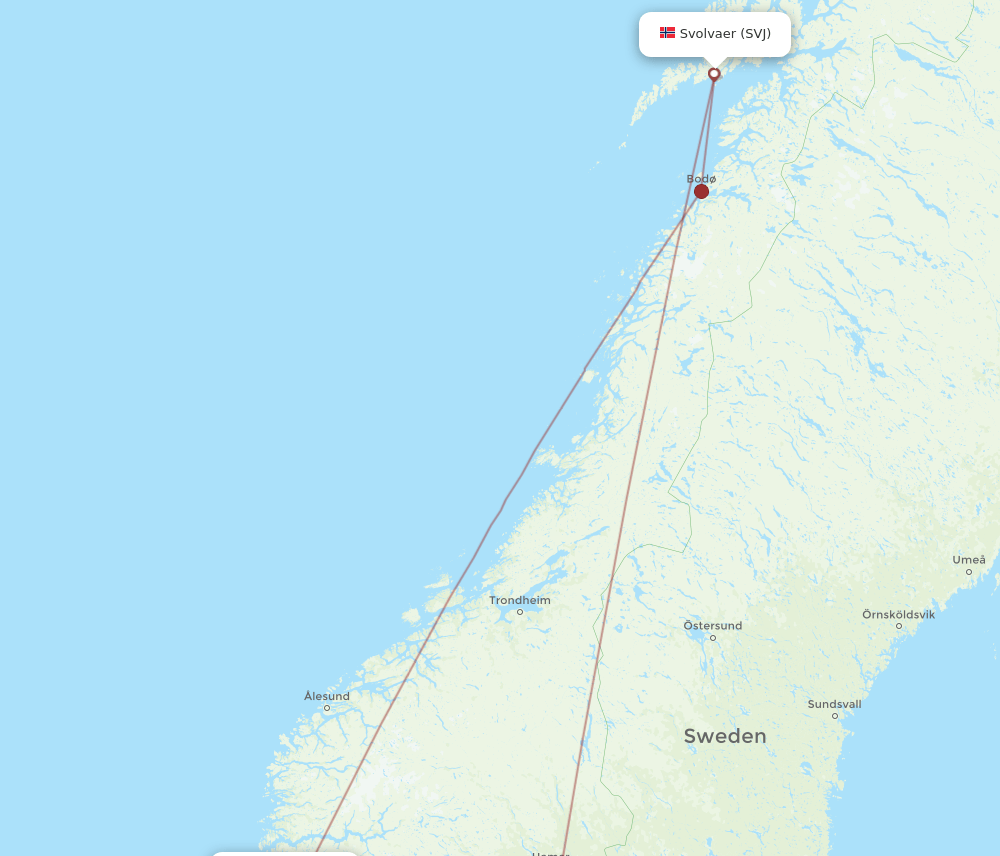 BGO to SVJ flights and routes map
