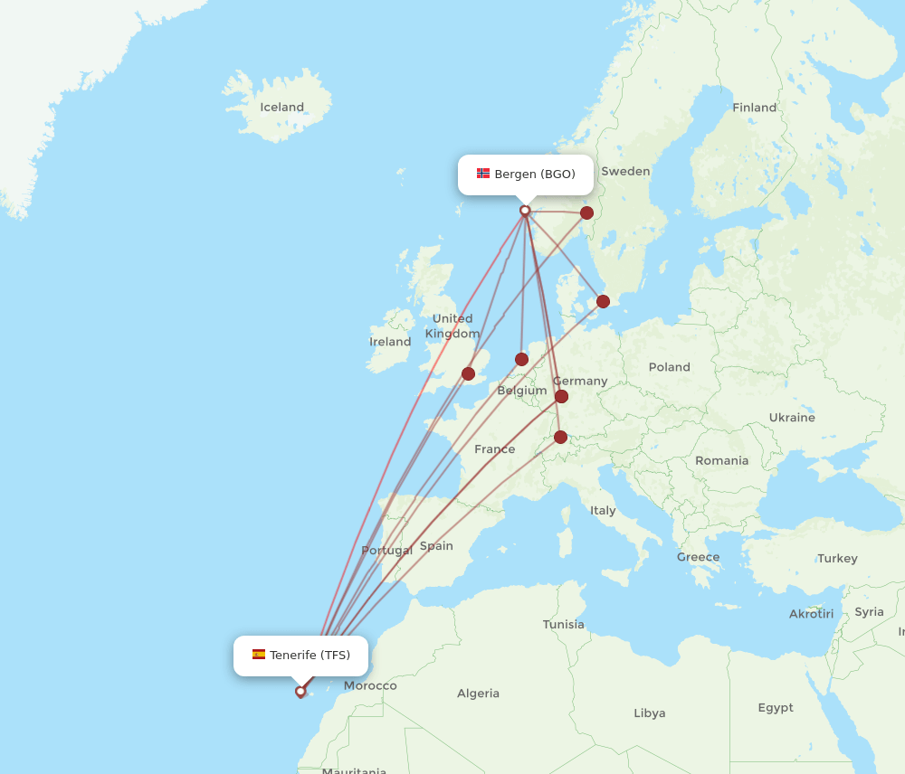 BGO-TFS flight routes