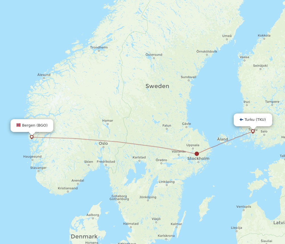 BGO-TKU flight routes