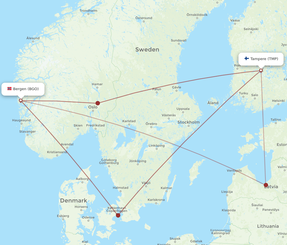 BGO-TMP flight routes