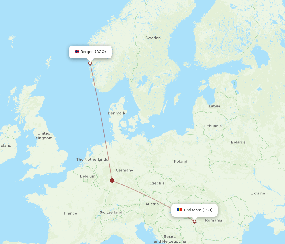 BGO to TSR flights and routes map