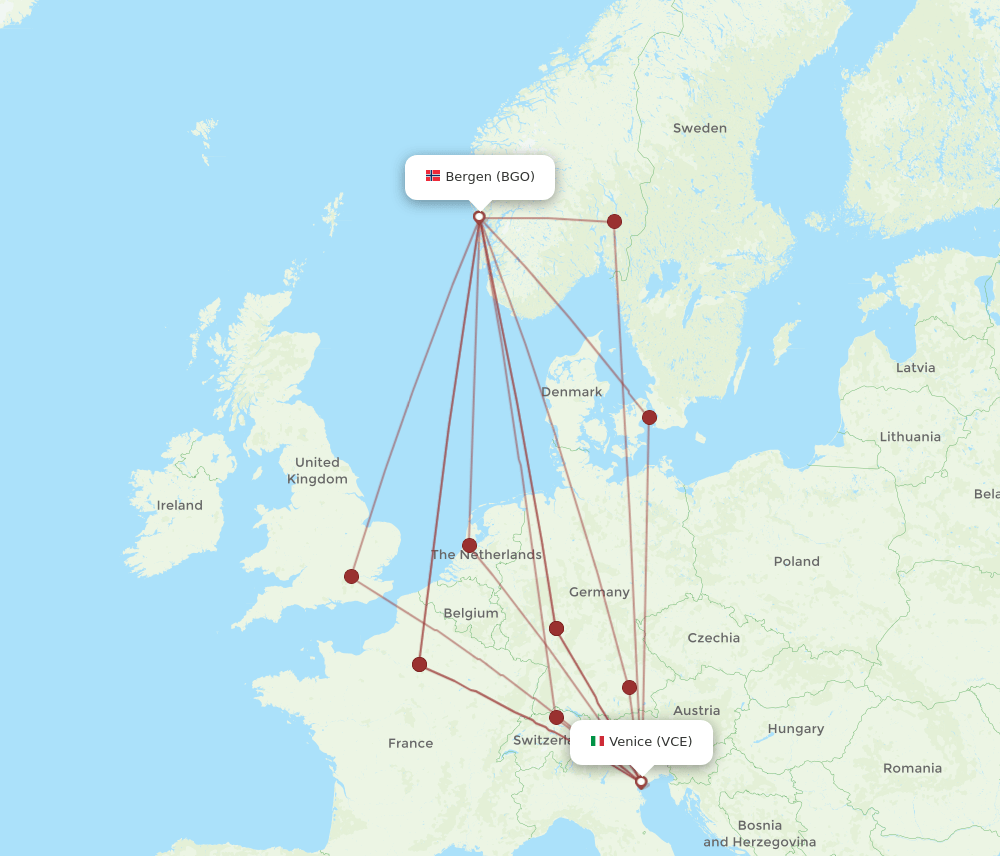 BGO-VCE flight routes