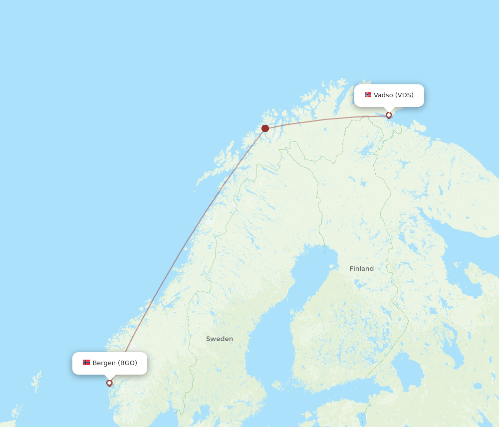 BGO to VDS flights and routes map