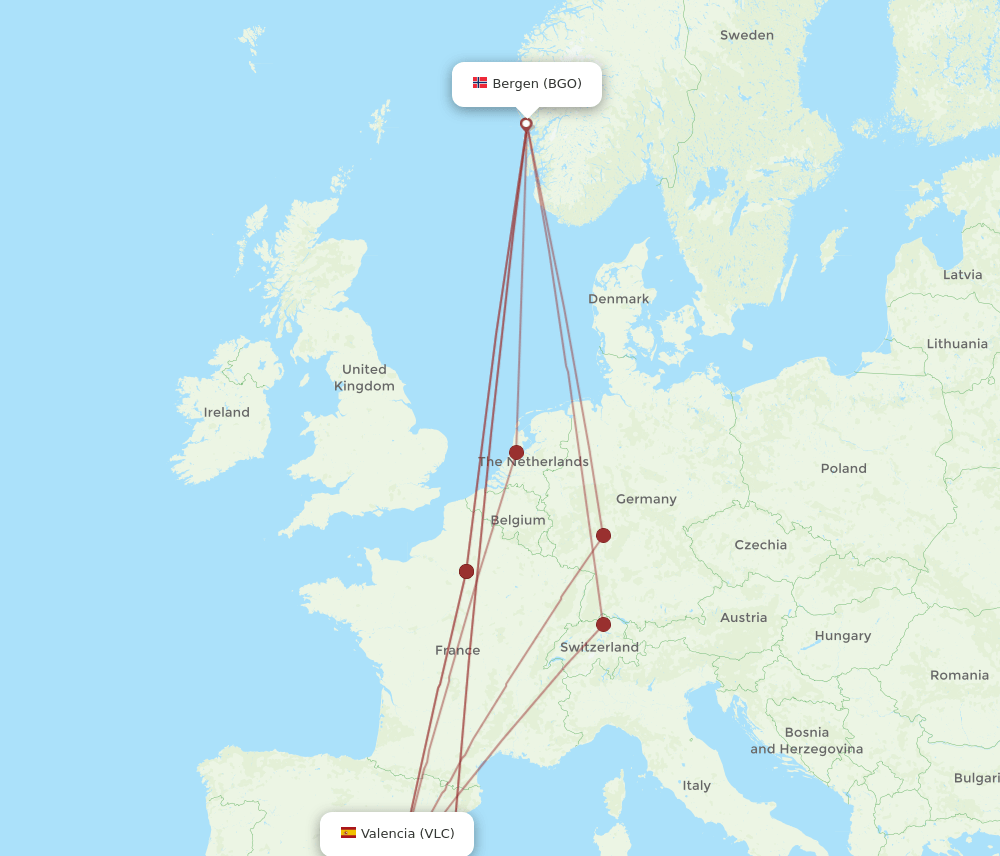 BGO-VLC flight routes