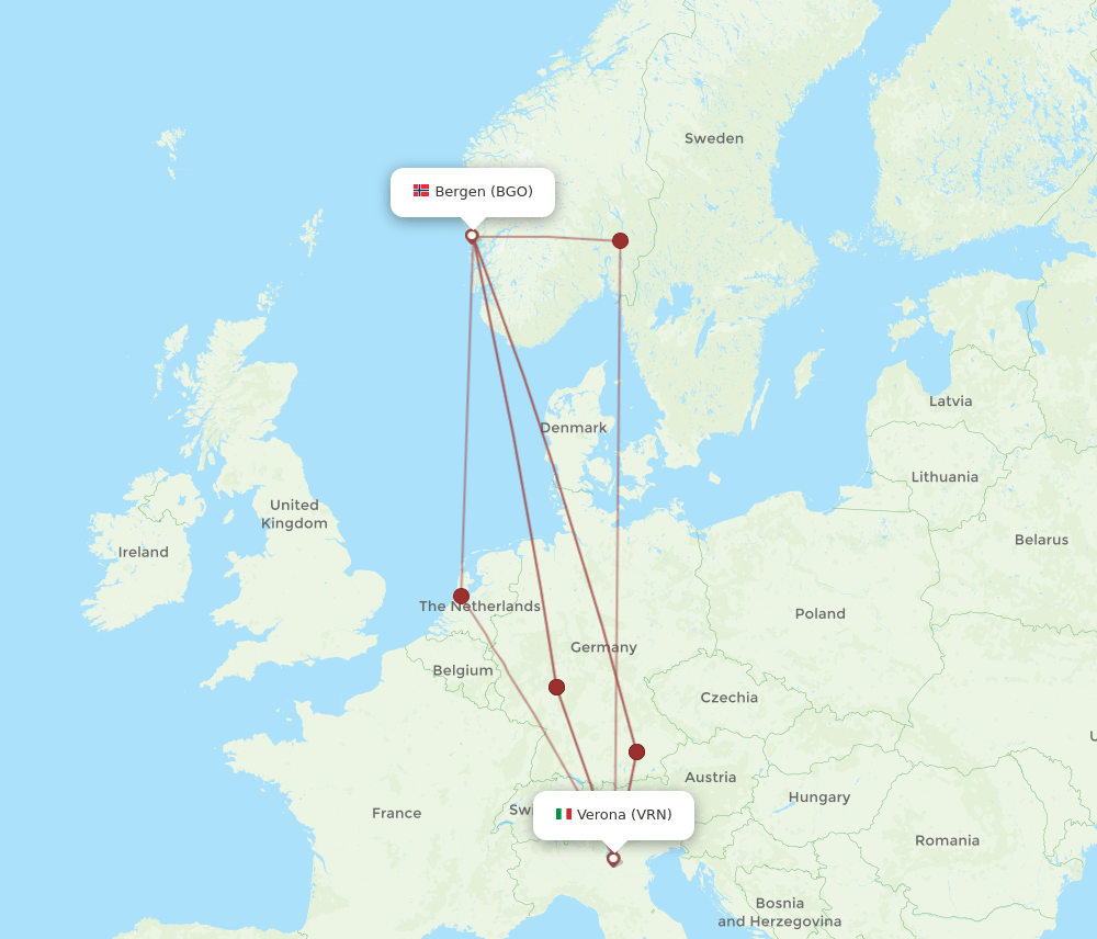 BGO-VRN flight routes