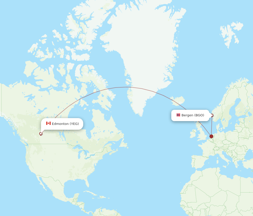 BGO-YEG flight routes