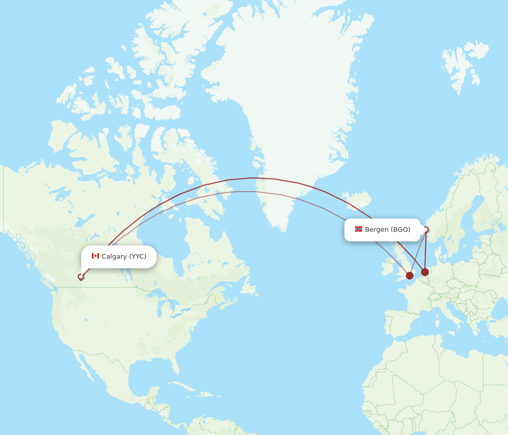 BGO-YYC flight routes