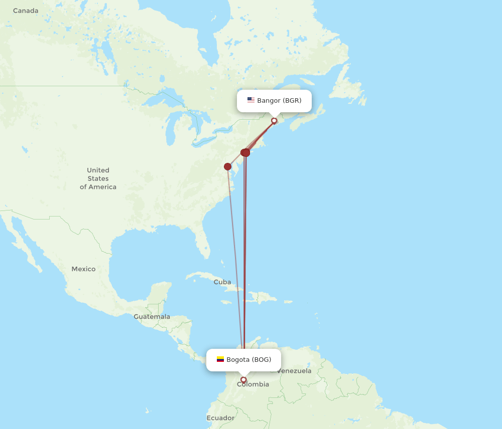 BGR-BOG flight routes