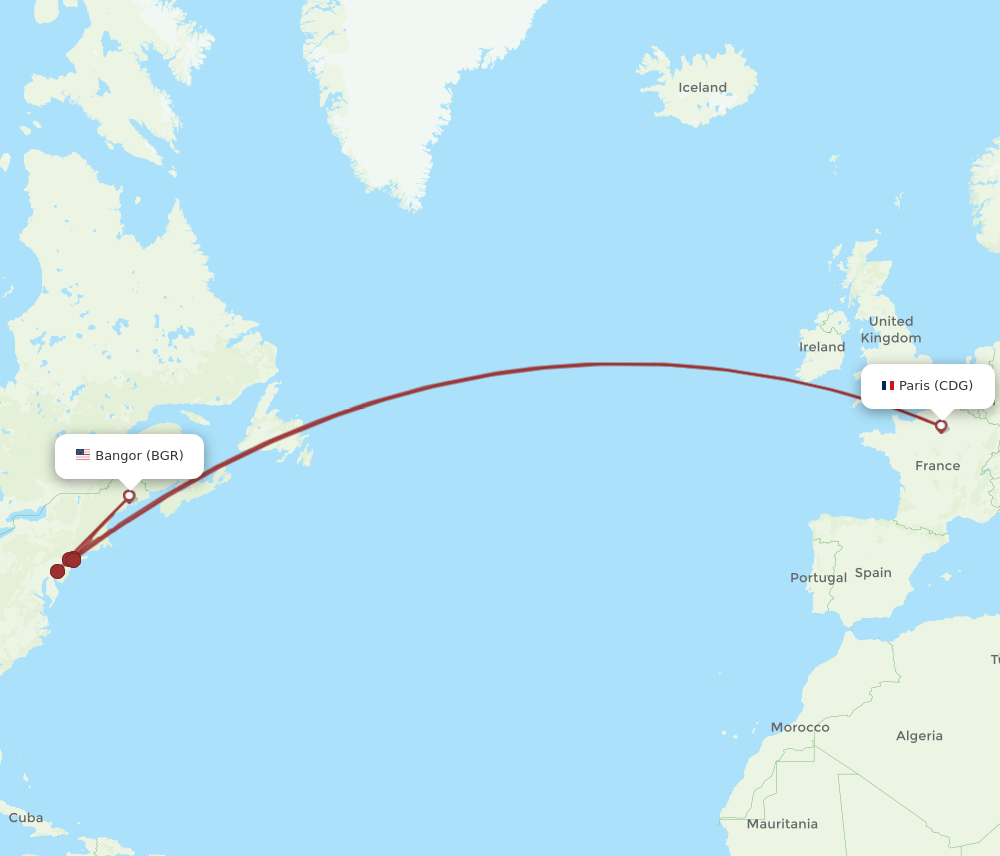 BGR-CDG flight routes