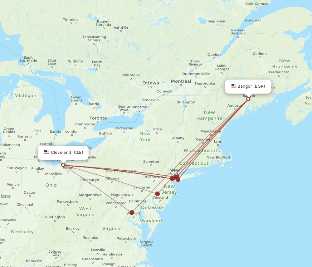 BGR-CLE flight routes