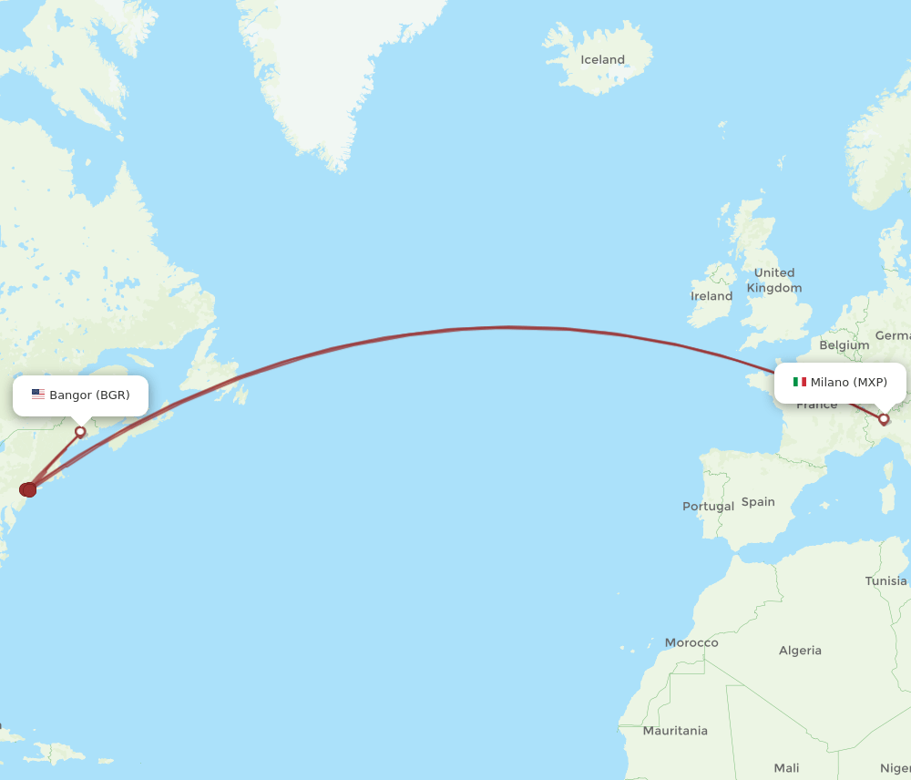 BGR-MXP flight routes