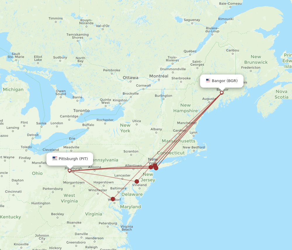 BGR-PIT flight routes