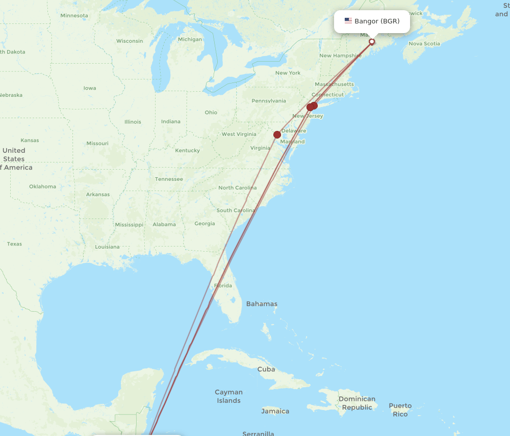 BGR to SAL flights and routes map