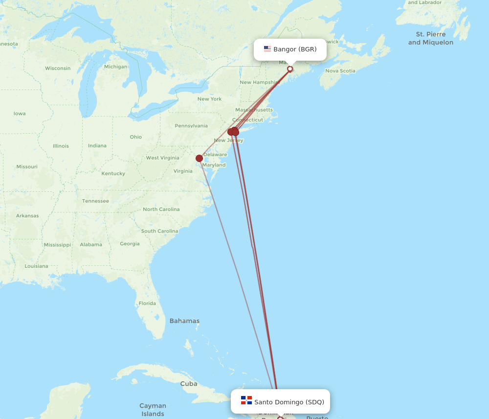 BGR-SDQ flight routes