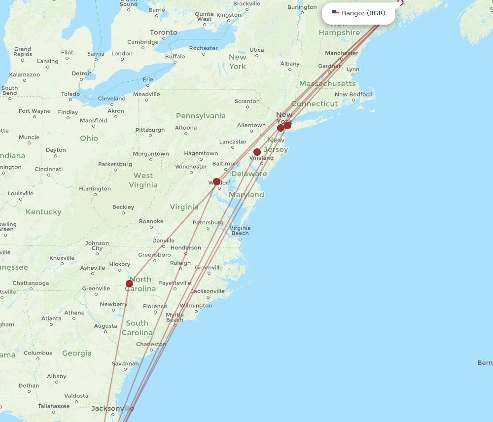 BGR to SRQ flights and routes map