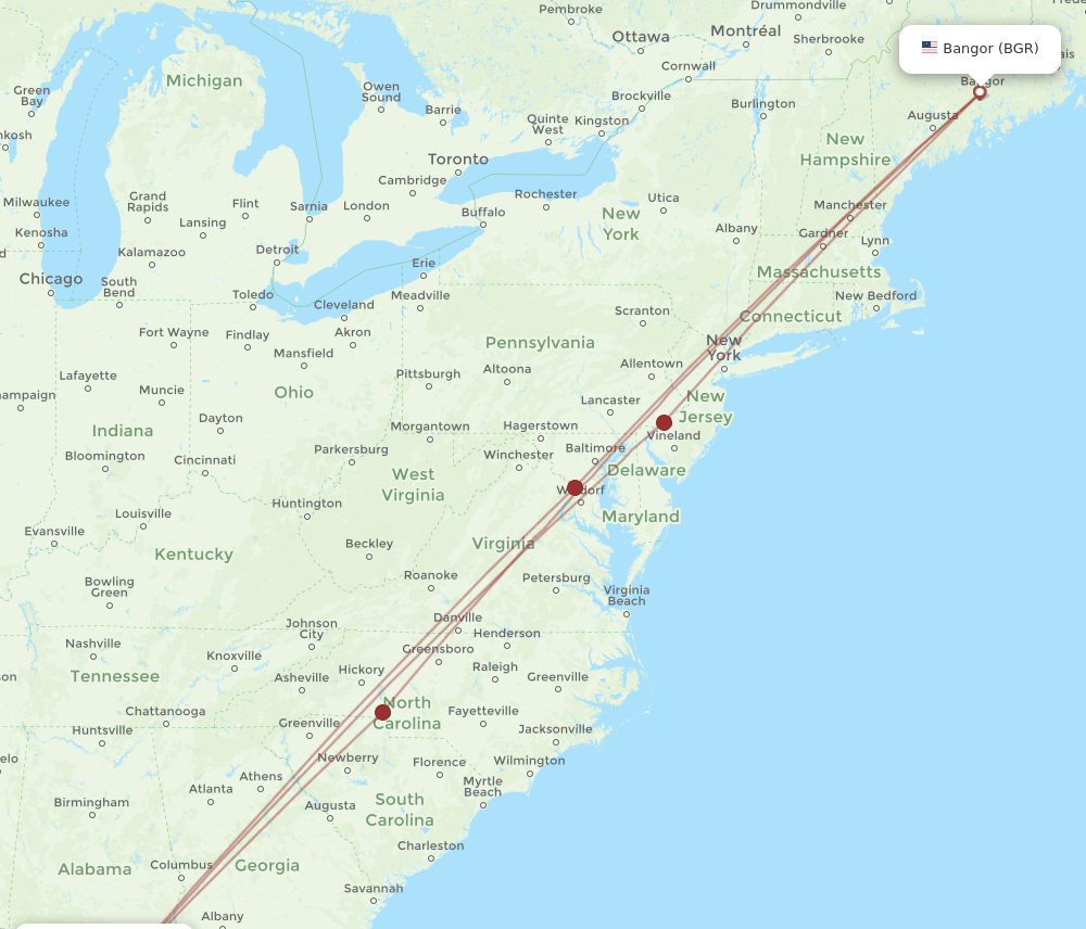 BGR-VPS flight routes
