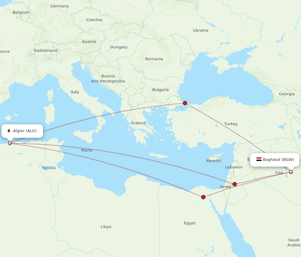 BGW-ALG flight routes